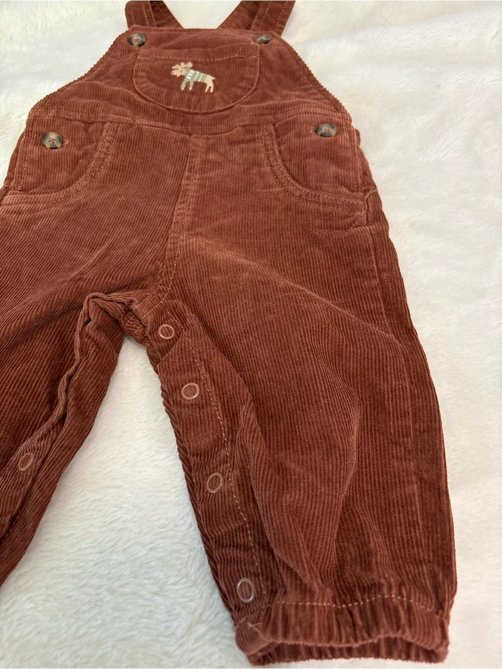 Carters Corduroy Baby Overalls with Moose Embroidery brown 6 months